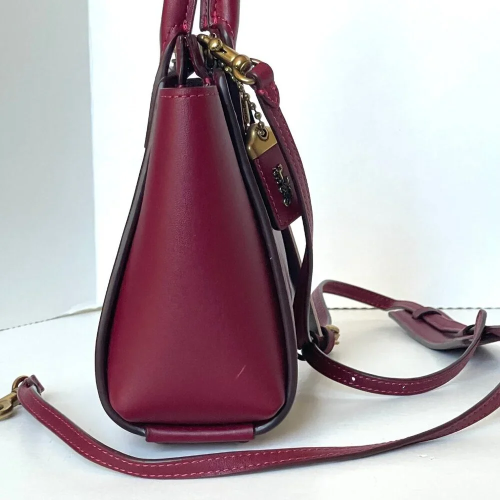 Coach 1941 Troupe Tote 16 Deep Red Leather Mini Crossbody Bag 79401
